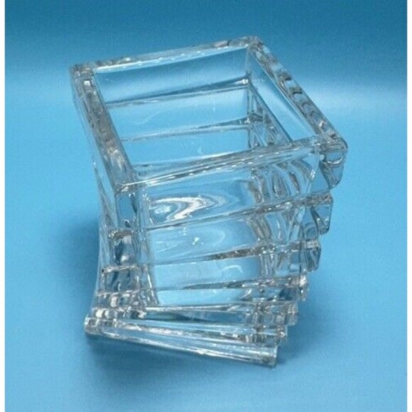 Rosenthal 24% Crystal Turnus Twisted Squares Votive Candle TeaLight Holder 3.5" - Picture 1 of 13